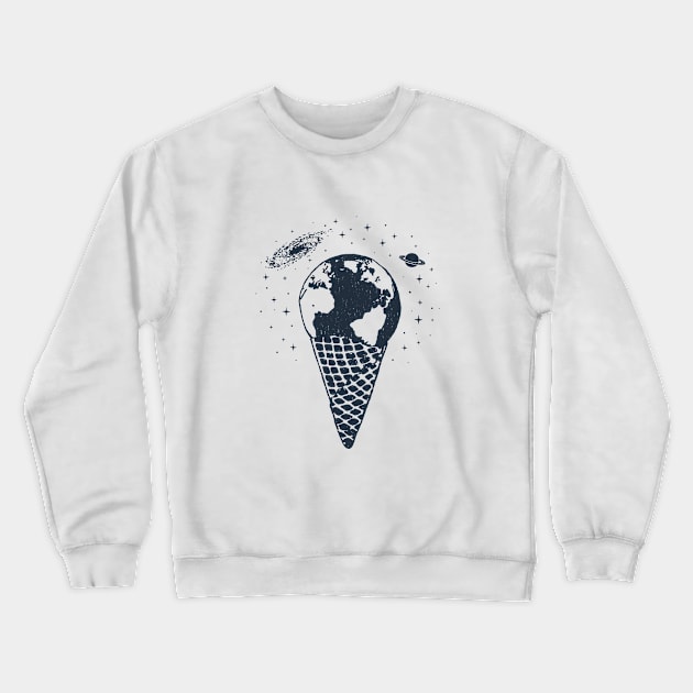 Ice Cream Earth In Space. Creative Illustration Crewneck Sweatshirt by SlothAstronaut